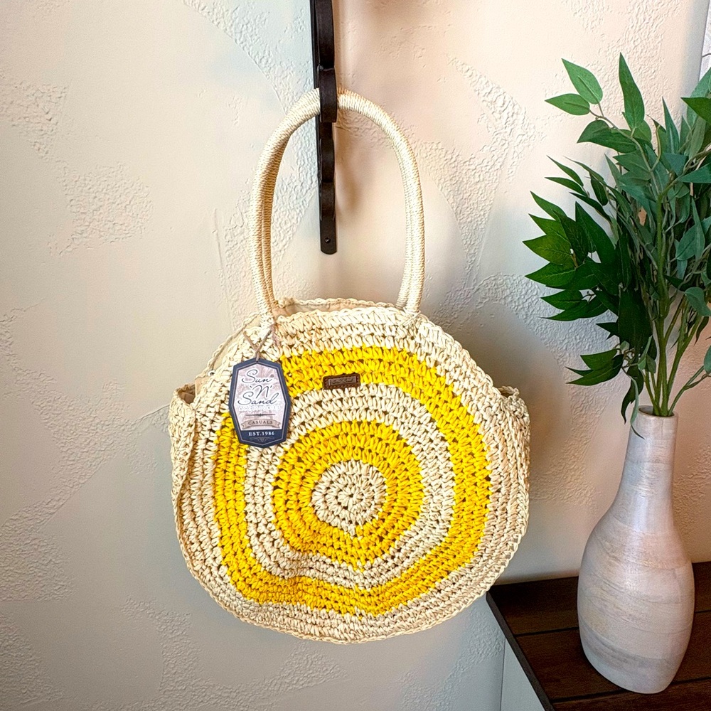 Stylish Yellow and Cream Women's Bag
